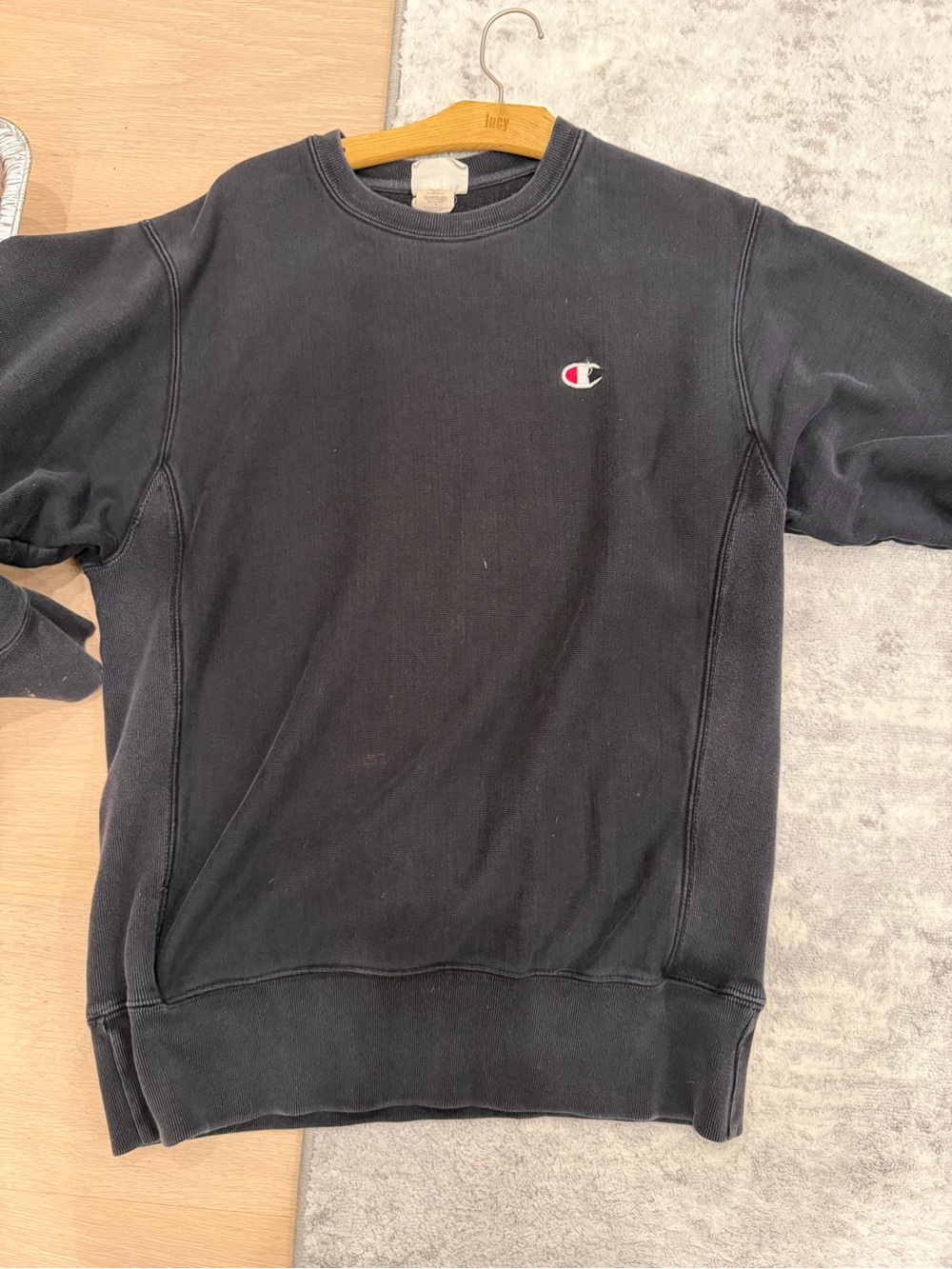 Champion Black Crewneck Sweatshirt with Small Logo